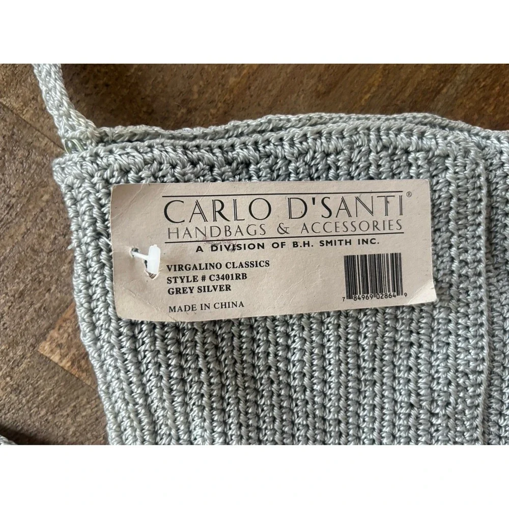 Carlo D'Santi Knit Grey Silver Crossbody Bag Purse‎